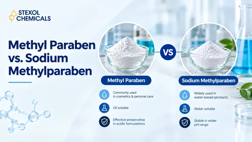 Methyl Paraben vs. Sodium Methylparaben – Uses, Solubility, and Differences