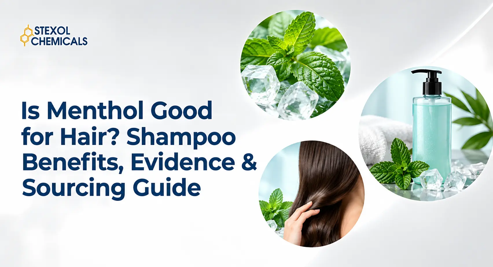 Featured image for the Stexol Chemicals guide "Is Menthol Good for Hair?" on menthol shampoo benefits, cooling scalp sensation, and hair care formulation